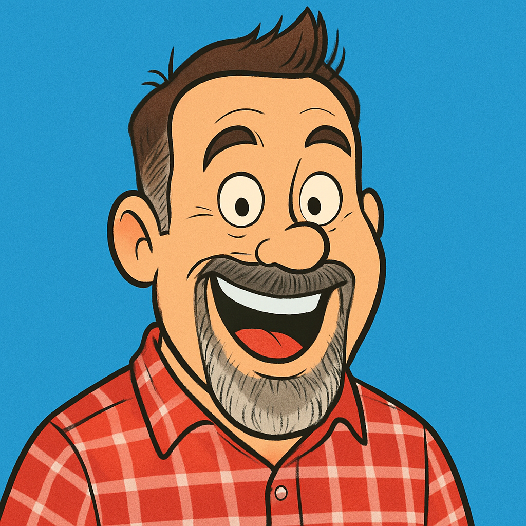 Cartoon profile illustration of the author